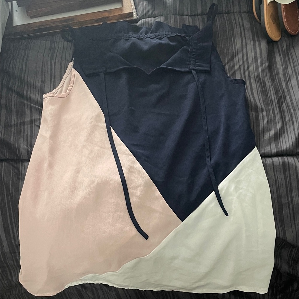 Colorblock Navy, Pink, and Cream Women's Skirt